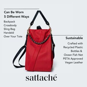 NWT Sattache Red Nylon Classic Handbag
